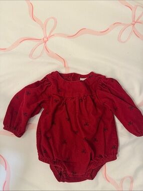 Carter's Red Long-Sleeve Corduroy Baby One-Piece Bodysuit
